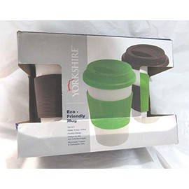 Yorkshire Eco Friendly Travel Mugs Set of 2 Green and Brown (568840)