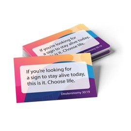 Pass It On Scripture Cards, Encouragement, Deut 30:19 - Paquete de 25 tarjetas cristianas inspiradoras con animación de las Escrituras, tarjetas de versículos bíblicos para devocional, estudio