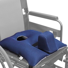 Anti-slip Wheelchair Cushion with Pommel Wedge and Seat Belt for Enhanced Comfort and Stability- Designed for Pressure Relief, Removable Breathable Cover, Ideal for Wheelchair Users (18.5 x 16.9 inch)