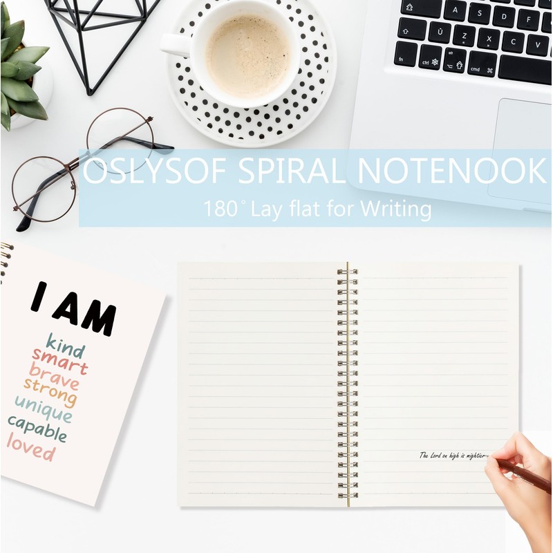 OSLYSOF Positive Affirmation Gifts Spiral Notebook, Boho Rainbow Affirmation Journal,