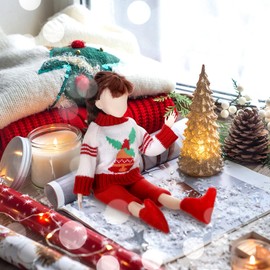 Bencailor 9 Pcs Christmas Elf Doll Clothes 11.5 Inch Elf Outfit Accessories Set Elf Doll Clothing for Winter Doll Gifts Accessories (Bright Style)