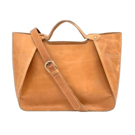 The Tannery Large Genuine Full Grain Leather Tote Bag for Women, Purse for Work Travel and Everyday Use, Stylish Durable Shoulder Handbag with Zipper Fits Laptop (Tan)