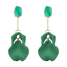 EVER FAITH Green Flower Petal Earrings for Women, Rose Petal Dangle Earrings Orange Statement Floral Drop Dangle Earrings