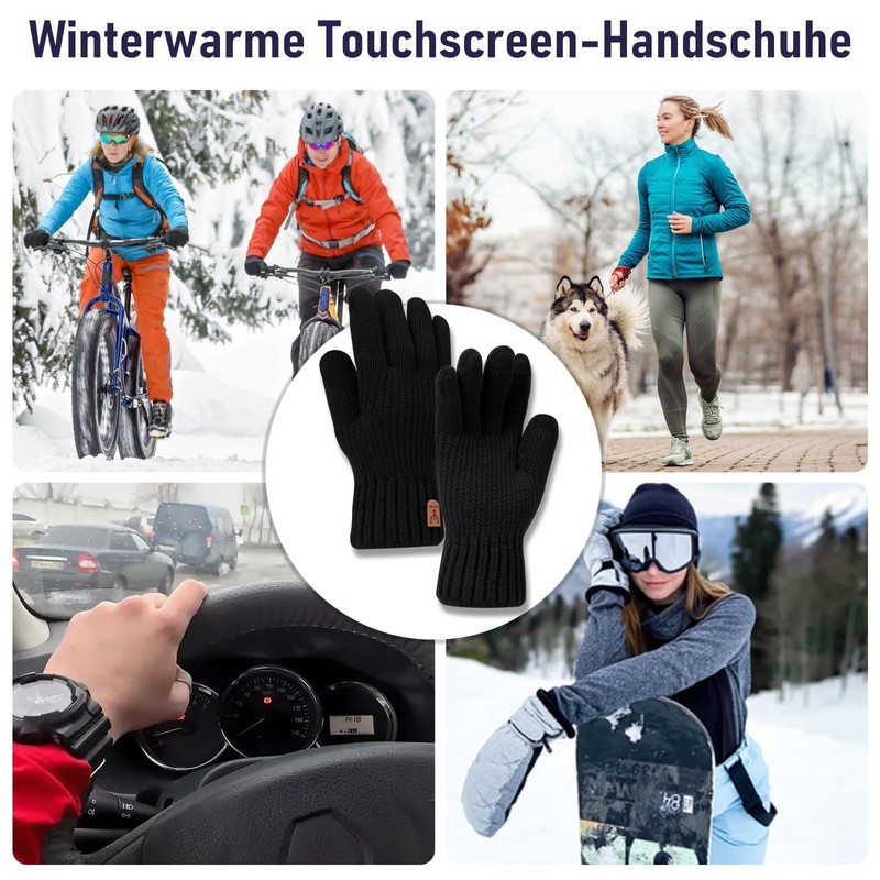 Mayoii 2PCS Winter Gloves for Men and Women,Thermal Knit Touchscreen