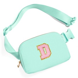 Gitus Belt Bag Fanny Pack Crossbody Bags with Initial Letter Patch Cute Stuff Birthday Gifts for Teenager Girls Trendy Preppy Stuff for Teen Girls Cool Stuff for Teens, Mint Green, D