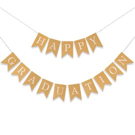 15PCS Reusable Happy Graduation Banners, Graduation Decorations Versatile, Kraft Paper Bannerrs for Graduation Party