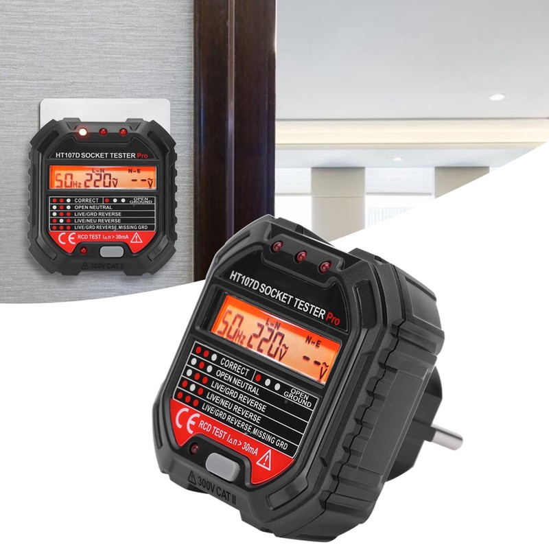 LiebeWH HT107D LCD Digital Display Socket Tester Quick Detection Electrical