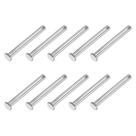 PATIKIL 6 x 55 mm Single Hole Clevis Pins, 10 Pcs 304 Stainless Steel Flat Head Pin for Hitch Pin Lock Link Hinge Systems, Silver