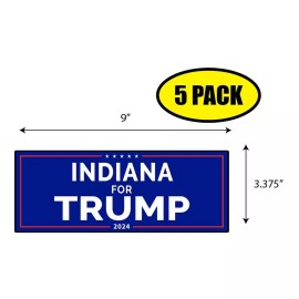 Tampa Printing 5 PACK 3.37"x 9" INDIANA FOR TRUMP Sticker Decal Gift MAGA Trump BS0018