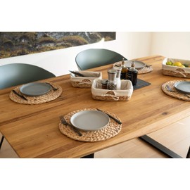 Decorasian Seaweed Water Hyacinth Placemat Set Wipe Clean, 35 cm, Round