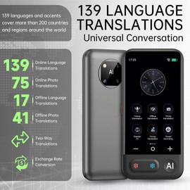 Translator Voice Translator Device, 139 Languages, Translator Instant Translator with Voice Output and 17 Offline Languages, Photo Translation/WIFI/Hotspot/Offline, Instant Translator for Travel