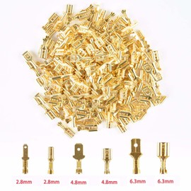 HUIKKJP Flat Terminal Set, Crimp Terminals, Connection Terminals, Set of 135, Insulated Sleeves, Covers, Connectors, Male and Female Set, Wiring Connection, Car, Motorcycle, Speaker, Storage Case