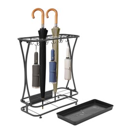 SanBouSi 18 Slots Metal Umbrella Holder for Entryway, Umbrella Stand Indoor with a Detachable Drip Tray, 20 Hooks, for Umbrellas Canes Walking Sticks