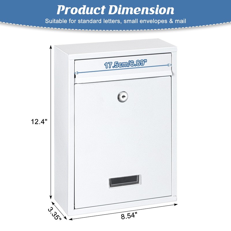 KYODOLED Key Lock Mailboxes for Outside, Locking Wall Mount Mailbox,