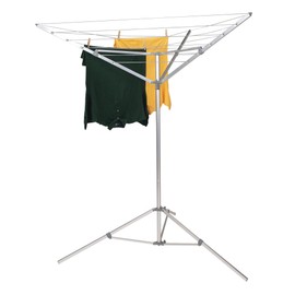 Household Essentials Household Essentials Portable Umbrella Clothesline, 64 Ft of Hanging Space, Pre-Strung with Stable Base, Silver