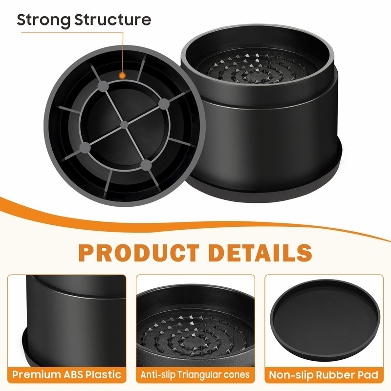 MixDora Bed Risers 2 Inch Round Stackable Furniture Risers Anti-Slip