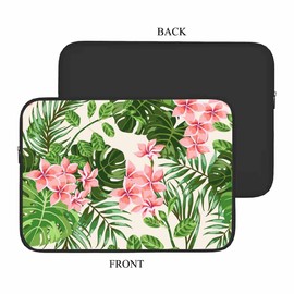 Nicokee Laptop Sleeve Bag 15.4 15.6 Inch,Pink Floral Tropical Leaves and Flowers Protective Polyester Computer Cases Laptop Cover Briefcase Bag Tablet Travel Cover
