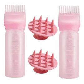 Priaora 4pcs Root Comb Applicator Bottle and Scalp Massager Shampoo Brush Hair Coloring Dye for Home Salon Comb Applicators Scalp Treatment Tool (K148-4)