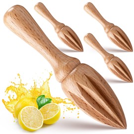 Acellegic 4 Pcs Wooden Citrus Reamer Handheld Lemon Juicer Squeezer Beech Wood Kitchen Juicing Tool for Oranges Limes Grapefruit Manual Juice Extractor for Home Bar Cafe Restaurant Use