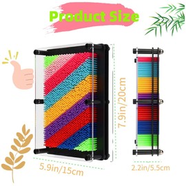 3D Pin Art,Large Size 6" x 8" Plastic Board- Unique Rainbow Design,Classic Desktop Novelty Sculpture Impression Needle Art