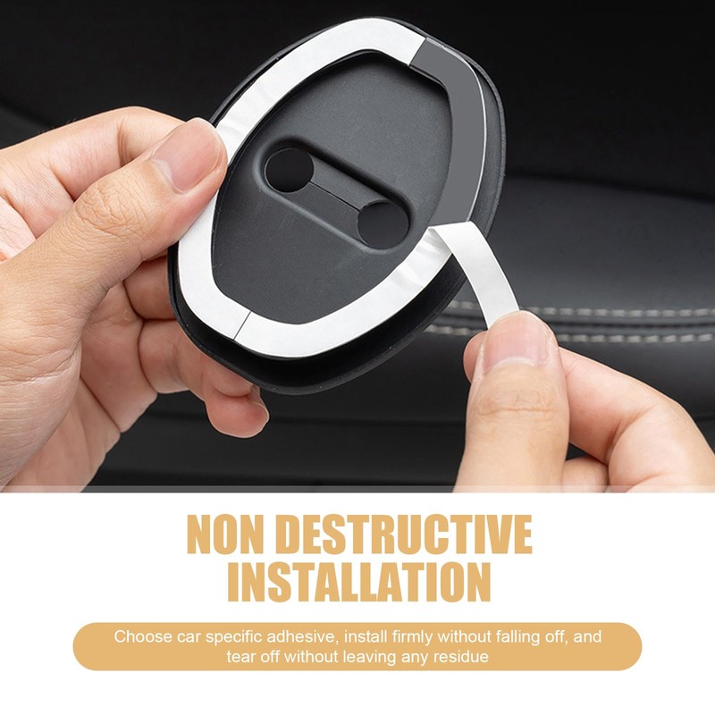 Polcatay 2 PCS Car Door Latch Cover, Silent Buffer Rust-Proof
