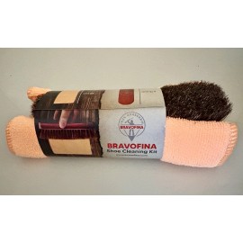 Bravofina Shoe Hat Cleaning Kit 20x8” Microfiber Towel and 100% Horse Hair Brush
