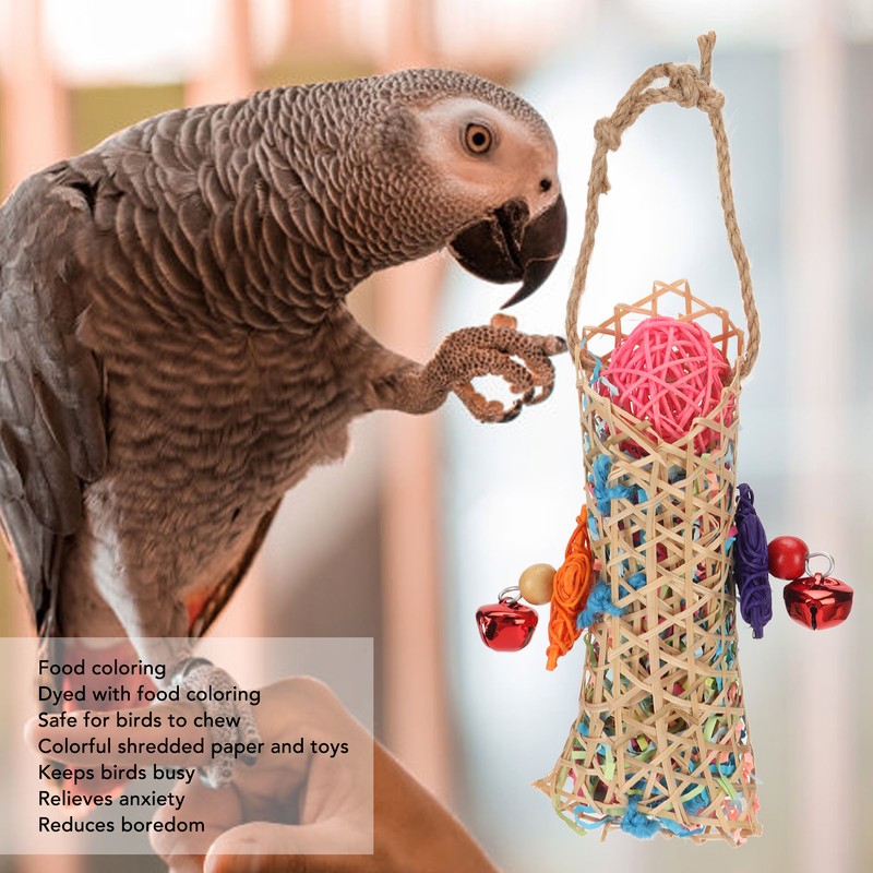 3pcs Parrot Shredding Chew Toy Bamboo Net Rattan Loofah Bird