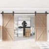 WINSOON 14FT Wood Double Sliding Barn Door Hardware Basic Black