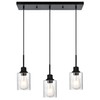 PENDRION Modern 3-Light Pendant Island Light Fixture Black Ceiling Hanging