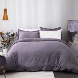 Bedsure Grayish Purple Duvet Cover King Size - Washed Duvet Cover, Soft King Duvet Cover Set 3 Pieces with Zipper Closure, 1 Duvet Cover 104x90 inches and 2 Pillow Shams