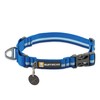 RUFFWEAR Web Reaction Dog Collar, Adjustable Martingale Collar with Aluminium V-Ring and Side Opening, Comfortable Fabric, Reflective with Tubular Lock Webbing, Blue Pool, 17"-20"