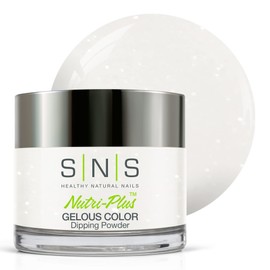 SNS Healthy Natural Nails SNS Nail Dip Powder, Gelous Color Dipping Powder - Crystal Jelly (White/Glow) - Long-Lasting Dip Powder Nail Color Lasts 14 Days - Low-Odor & No UV Lamp Required - 1.5 oz
