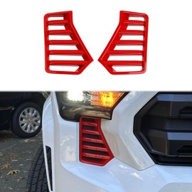 Fewshaw Front Bumper Side Headlight Grille Cover Air Vent Trim Accessories fit for 2024 Toyota Tacoma (Red)