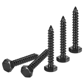 DTGN 1/4" x 1-1/2" Hex Lag Bolts - 20 Pack - for Woodworking, Furniture - 304 Stainless Steel Full Thread Hexagon Head Lag Screws for Wood - Black