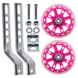 Create idea 1 Pair Pink LED Kids Bike Stabilisers Bicycle Training Wheels Heavy Duty Adjustable Bike Stabilizers Fit For 12 Inches Bike For Assisting Balance Included Components