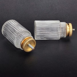 ILAISIHOME Decorative Curtain Rod Finials, Ribbed Glass Finials with Gold Base, Set of 2, Compatible with 1 inch or 1-1/8 inch Dia Curtain Rod, Standalone Finial Pair