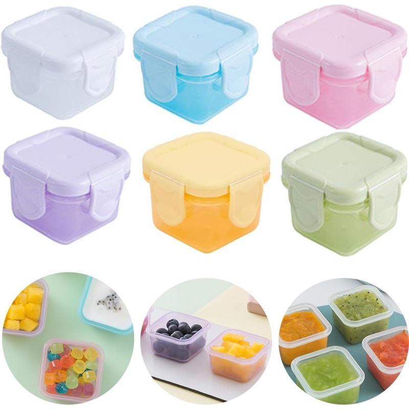 Plastic Salad Dressing Containers, 6Pcs Mini Food Storage Containers,Small Food