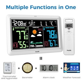 Weather Station with Atomic Clock Indoor Outdoor Thermometer Wireless, Humidity and Temperature Monitor Barometer Hygrometer with High Precision Senso