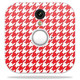 MightySkins Skin Compatible With Blink Home Security Camera - Red Houndstooth | Protective, Durable, and Unique Vinyl Decal wrap cover | Easy To Apply, Remove, and Change Styles | Made in the USA