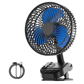 ATEngeus 4 in1 USB Fan, 8” Clip Fan, 10000mAh Rechargeable Table Fan, 5 Speeds Battery Operated Fan, 45°/90° Automatic Rotation, 3 Time Setting, with Clip & Hook for Homes, Offices, Bedroom