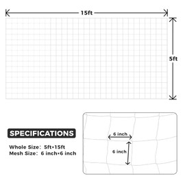 Kikhope - Red de enrejado, 3 paquetes de malla de poliéster resistente de 5 x 15 pies, red de malla cuadrada para plantas trepadoras, frutas, verduras, vides, tiendas de campaña, color blanco