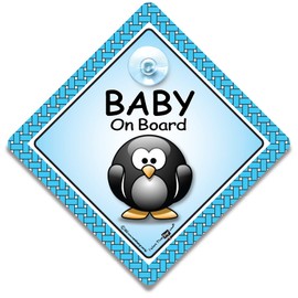 Baby On Board Car Sign, Baby On Board Sign, Penguin, Baby On Board, Baby Sign, Unisex Baby on Board, Grandchild On Board, Decal, Bumper Sticker, Penguin On Board Sign