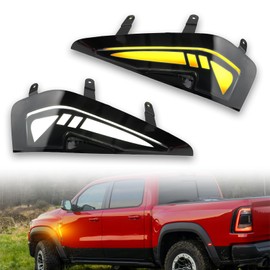 ZDEERAOTO LED Front Fender LED Side Marker Lights Sequential Amber Turn Signal Lamp Kit for Dodge RAM TRX 2021 2022 2023 2024 Pickup Truck,Smoked DRL Lens Side Bumper Marker Lamps,2pcs