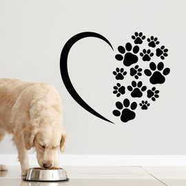 GRAZDesign Wandtattoo Hund Herz mit Pfote - Wandaufkleber Wohnzimmer, Flur, Küche für Tierbesitzer - 36x30cm / beige