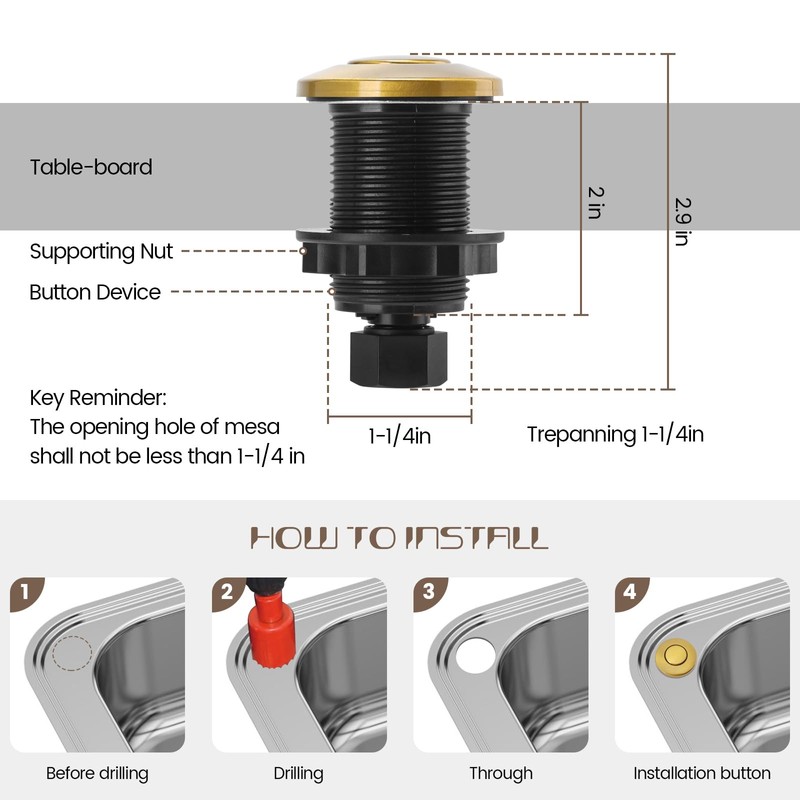 Garbage Disposal Air Switch Kit Sink Top Waste Disposal Stainless