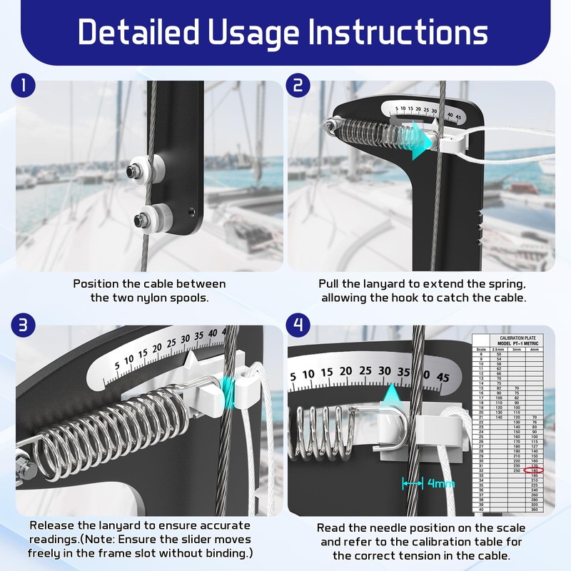 Sailboat Rigging Tension Gauge, PT-1M Professional Tension Gauge - Accurate