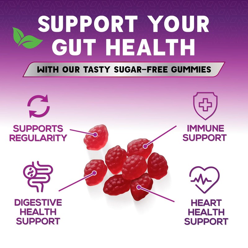 Sugar Free Fiber Gummies for Adults, Daily Prebiotic Natural Soluble