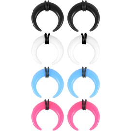 ZS 4 Pairs Acrylic Septum Taper Pincher Ring, 14G 12G 10G 8G 6G 4G 2G 0G 00G Buffalo Nose Ring Stretcher Expander for Stretching Pierced Nose Ears, Acrylic, No Gemstone