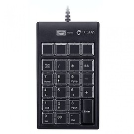 ELSRA USB Wired Programming Numeric Keypad ControlPad Black PK-2068(23 Key, 2-Level programmable, 2 USB Hub) for Windows