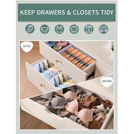 Caiwgxu Drawer Organizer Set for Baby Clothes, Nursery Dresser Storage, Closet Dividers for Socks, Underwear, Bra (Beige, 12 pcs)